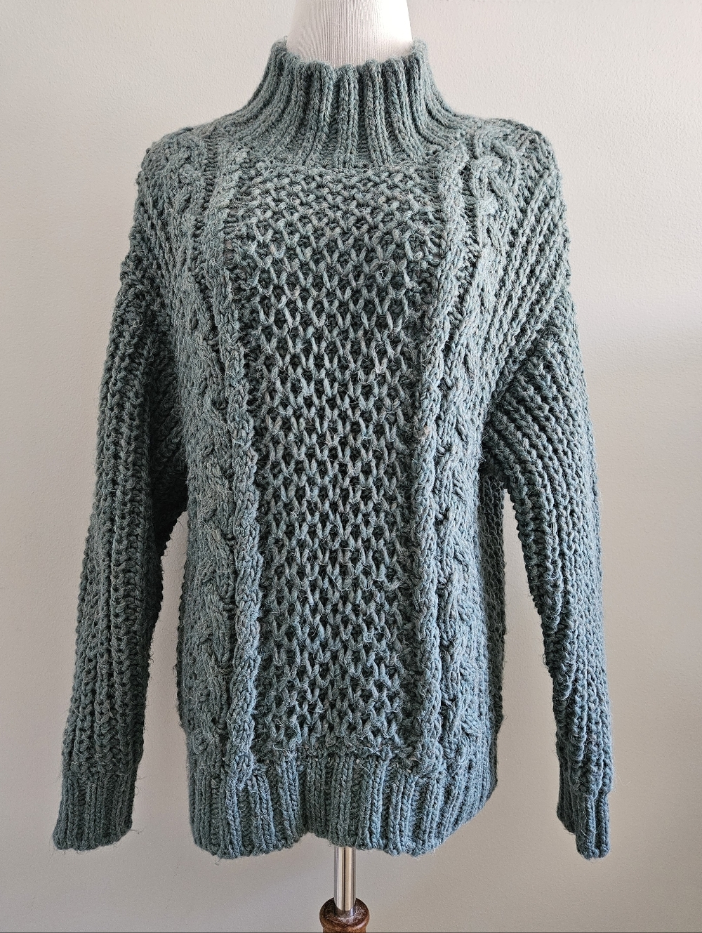 Universal Thread | Cable Knit Cowl Sweater in Dusty Teal